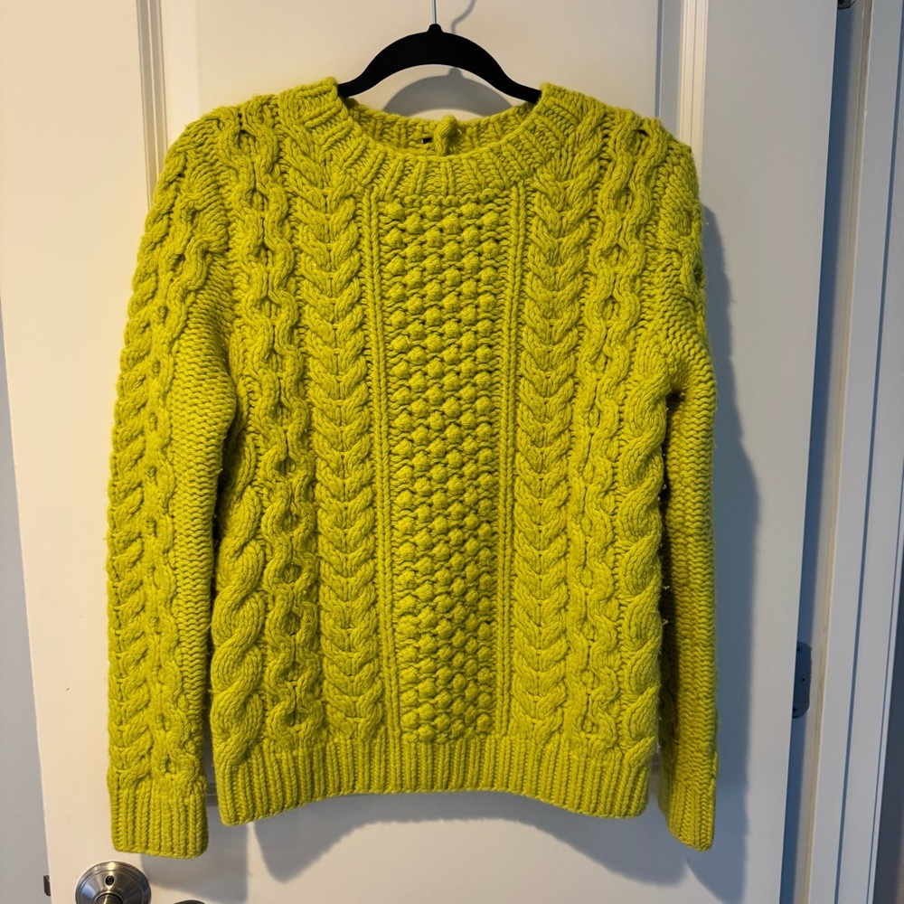 JOSEPH Lime Green Cable Knit Sweater Crewneck | M